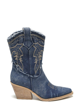 Smile Favorites Korte Cowboylaarzen Donker Blauw Denim Washed