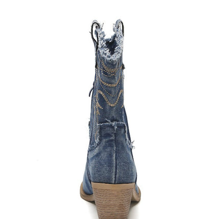 Smile Favorites Korte Cowboylaarzen Donker Blauw Denim Washed