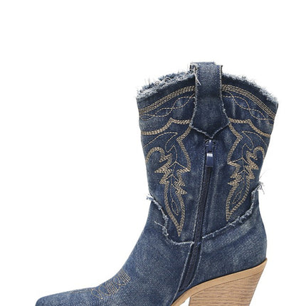 Smile Favorites Korte Cowboylaarzen Donker Blauw Denim Washed