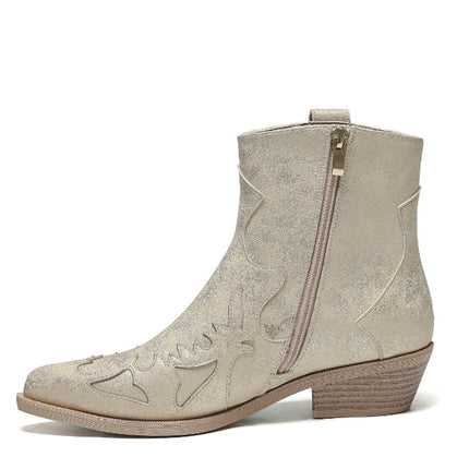 Smile Favorites Korte Cowboylaarzen Goud Flame Lage Hak