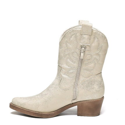 Smile Favorites Korte Cowboylaarzen Goud Spray Stiksels