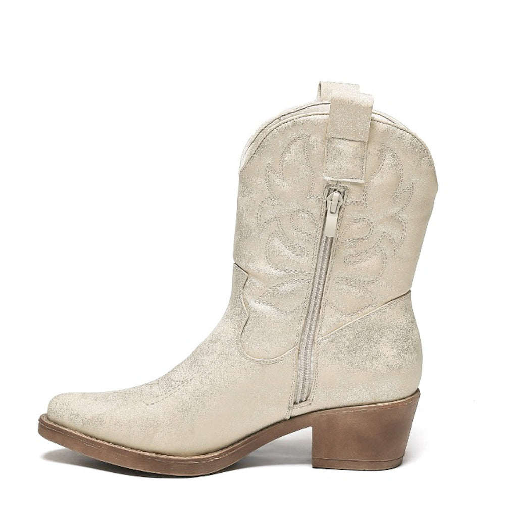 Smile Favorites Korte Cowboylaarzen Goud Spray Stiksels