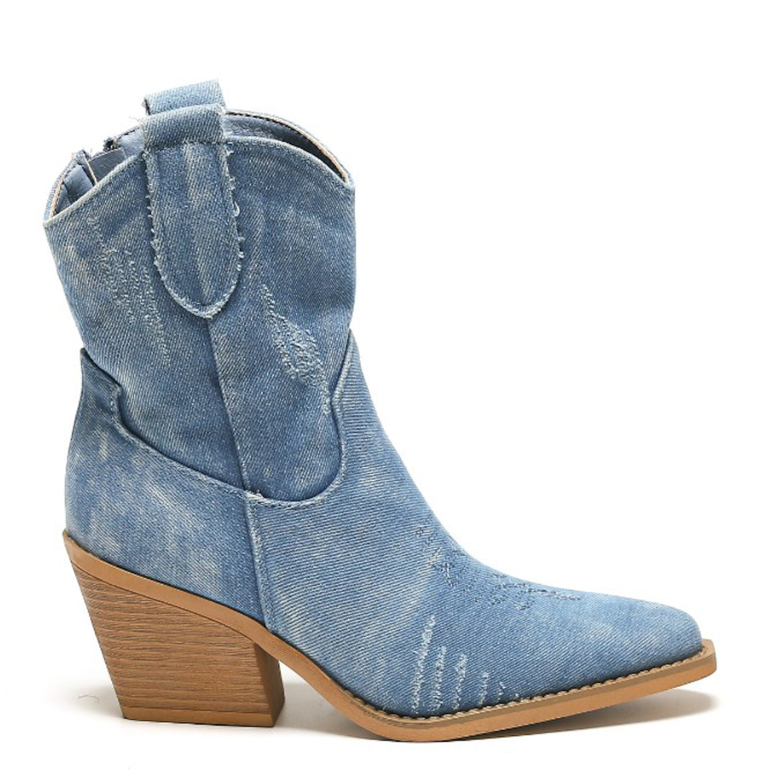 Smile Favorites Korte Cowboylaarzen Jeans Blauw Damaged