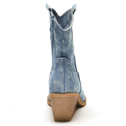 Smile Favorites Korte Cowboylaarzen Jeans Blauw Damaged