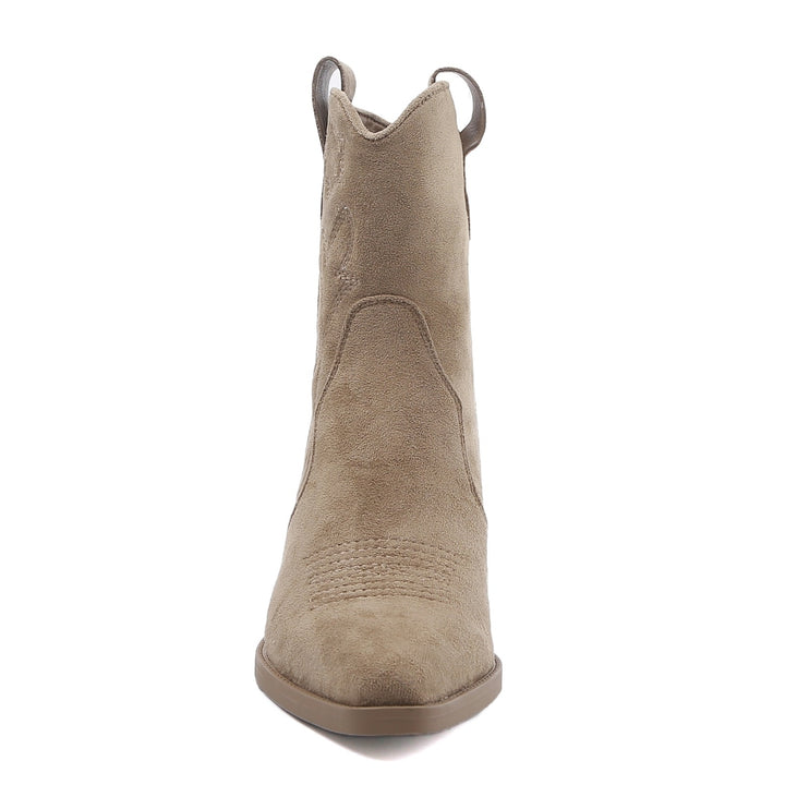 Smile Favorites Korte Cowboylaarzen Taupe Khaki Suedine Kort Star
