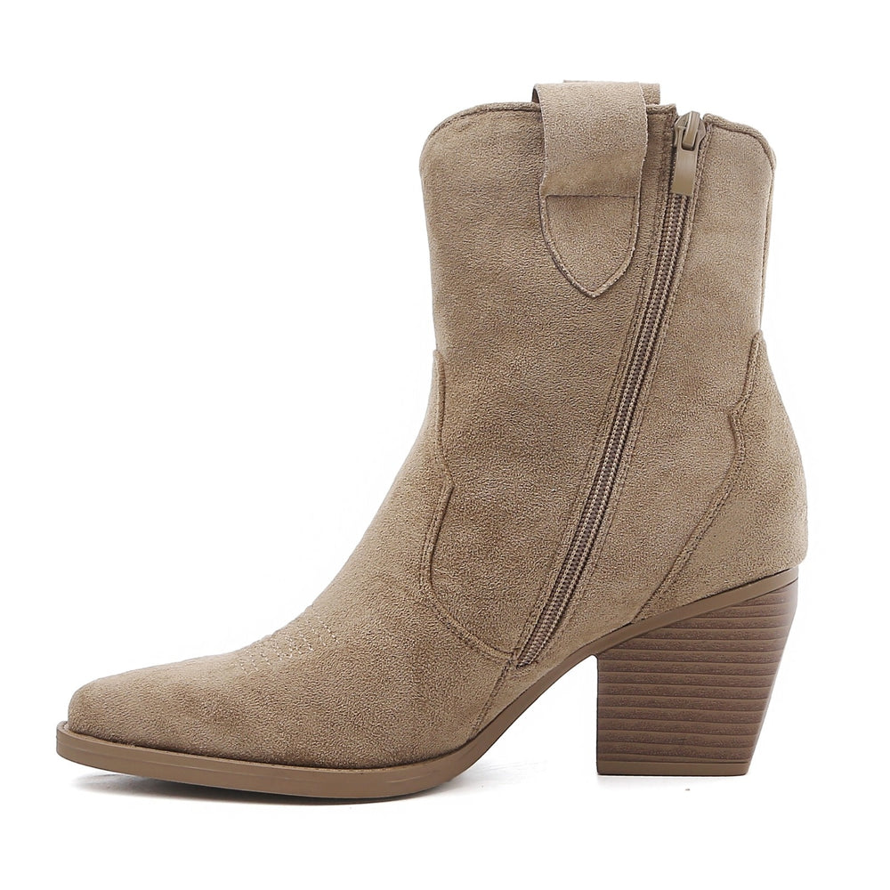 Smile Favorites Korte Cowboylaarzen Taupe Khaki Suedine Kort Star