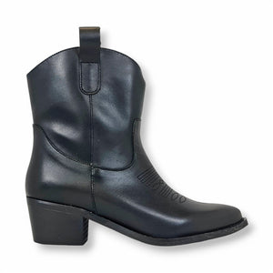 Smile Favorites Korte Cowboylaarzen Zwart Leer