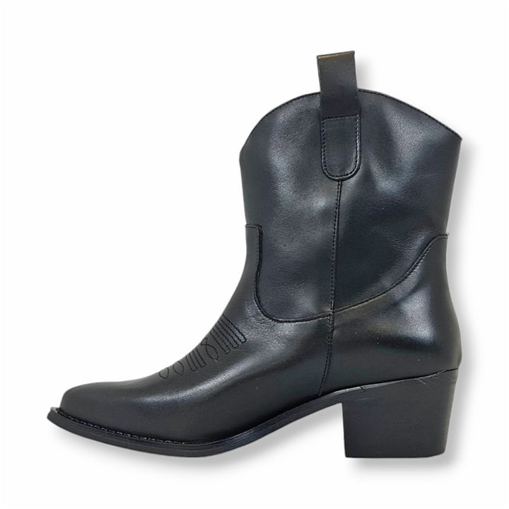 Smile Favorites Korte Cowboylaarzen Zwart Leer