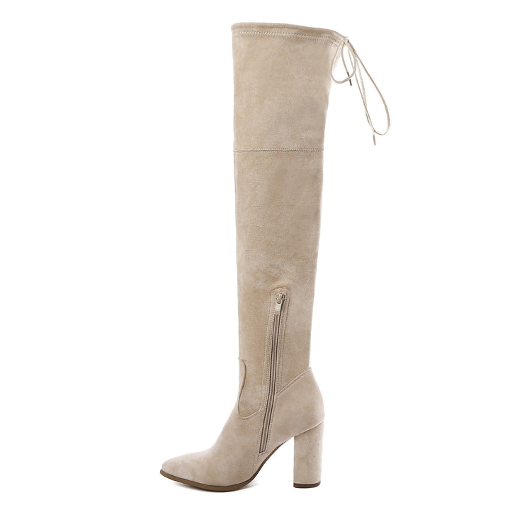 Smile Favorites Overknee laarzen Beige suède Veter