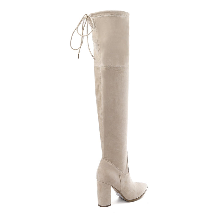Smile Favorites Overknee laarzen Beige suède Veter