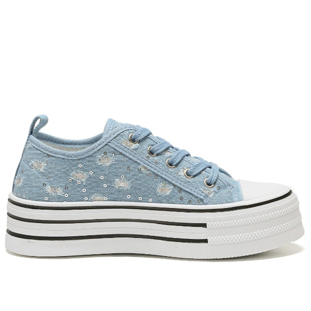 Smile Favorites Sneakers Blauw Denim Plateau