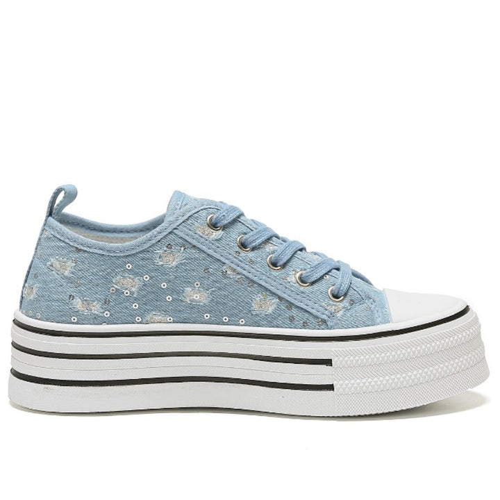 Smile Favorites Sneakers Blauw Denim Plateau