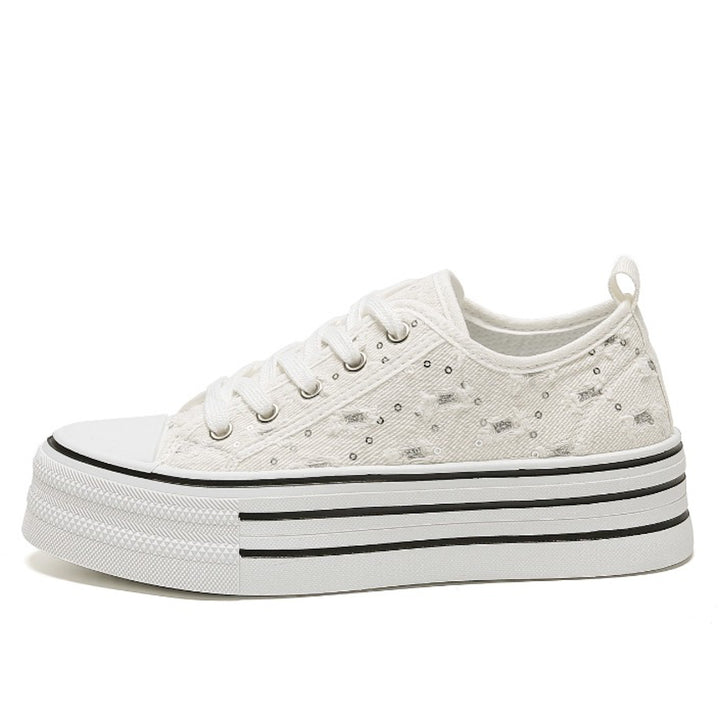 Smile Favorites Sneakers Wit Denim Plateau