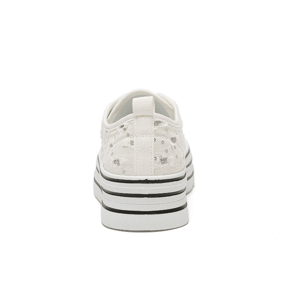 Smile Favorites Sneakers Wit Denim Plateau