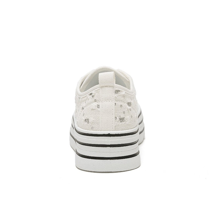 Smile Favorites Sneakers Wit Denim Plateau
