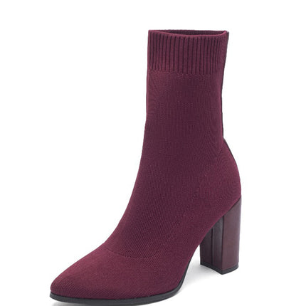 Smile Favorites Sock Heels Bordeaux