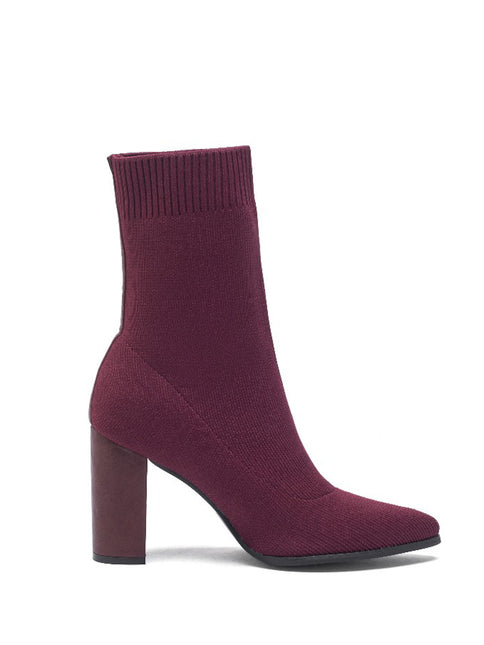 Smile Favorites Sock Heels Bordeaux