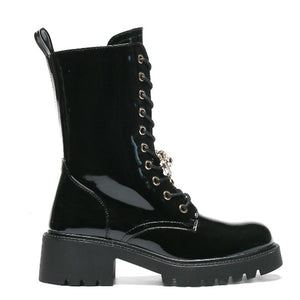 Smile Favorites Veterboots Zwart Lak Broche