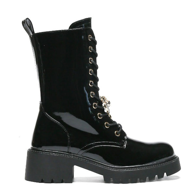 Smile Favorites Veterboots Zwart Lak Broche
