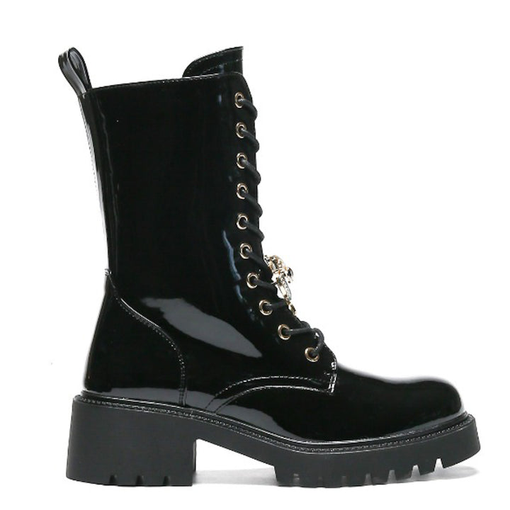 Smile Favorites Veterboots Zwart Lak Broche
