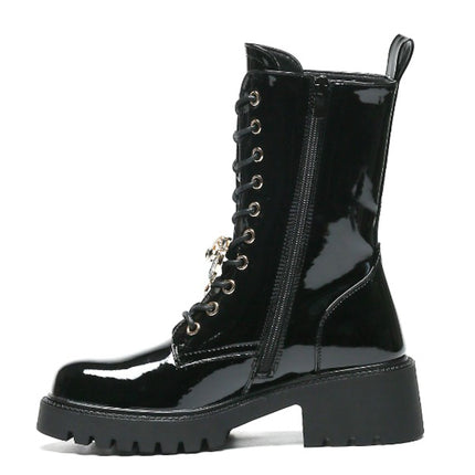 Smile Favorites Veterboots Zwart Lak Broche