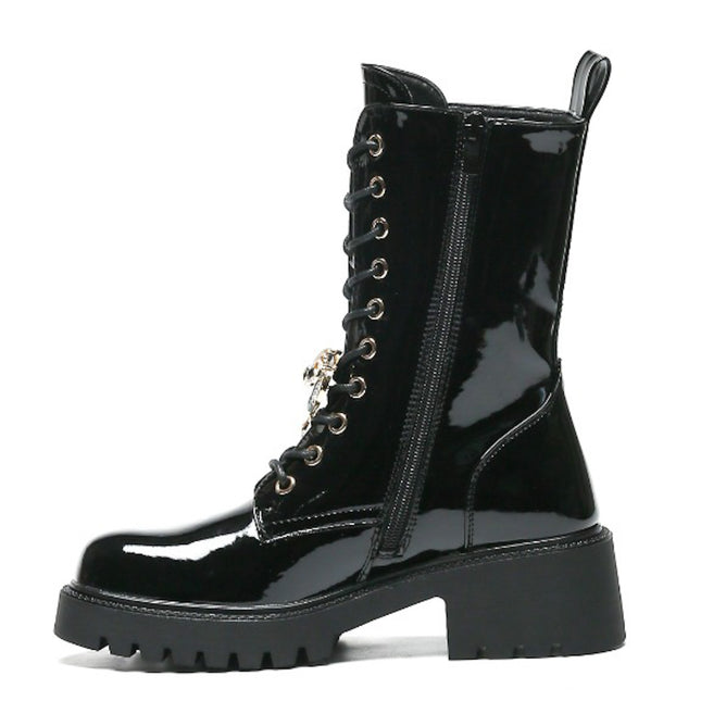 Smile Favorites Veterboots Zwart Lak Broche