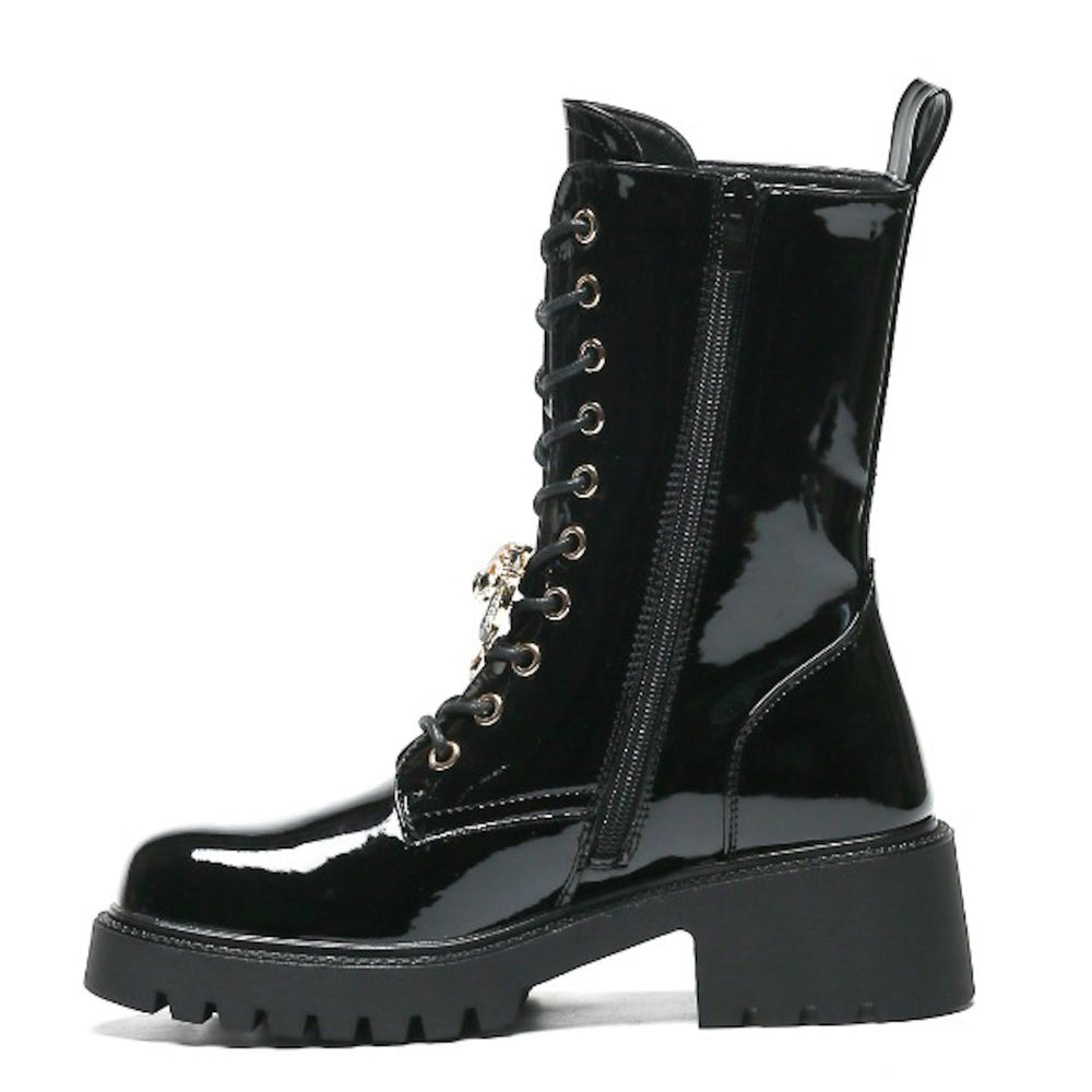 Smile Favorites Veterboots Zwart Lak Broche