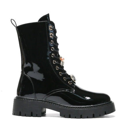 Smile Favorites Veterboots Zwart Lak Broches