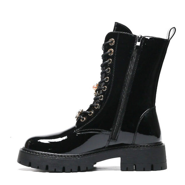 Smile Favorites Veterboots Zwart Lak Broches