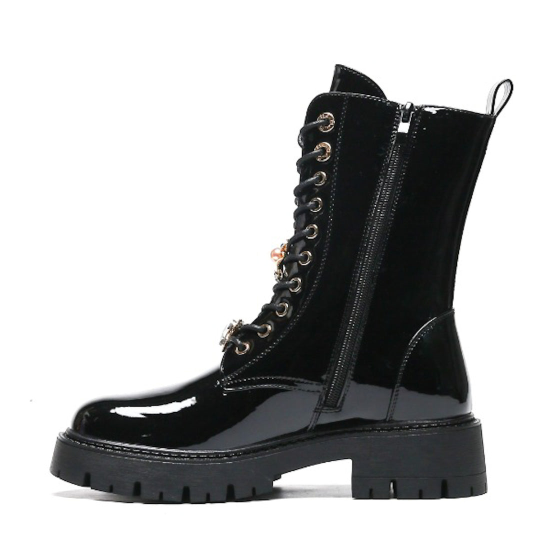Smile Favorites Veterboots Zwart Lak Broches
