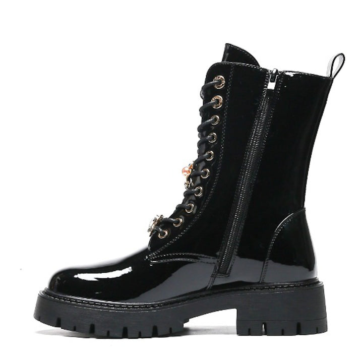 Smile Favorites Veterboots Zwart Lak Broches