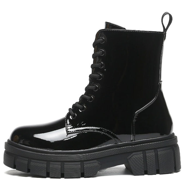 Smile Favorites Veterboots Zwart Lak Plateau Zool