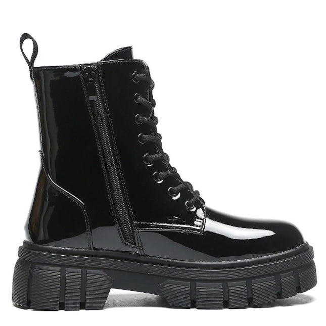 Smile Favorites Veterboots Zwart Lak Plateau Zool