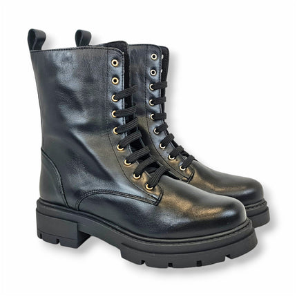 Smile Favorites Veterboots Zwart Leer Combat