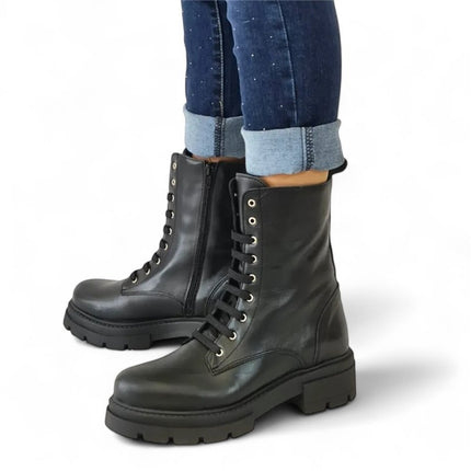 Smile Favorites Veterboots Zwart Leer Combat