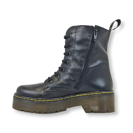 Smile Favorites Veterboots Zwart Leer Plateau