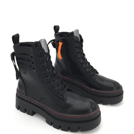 Smile Favorites Veterboots Zwart Plateau Veter Back