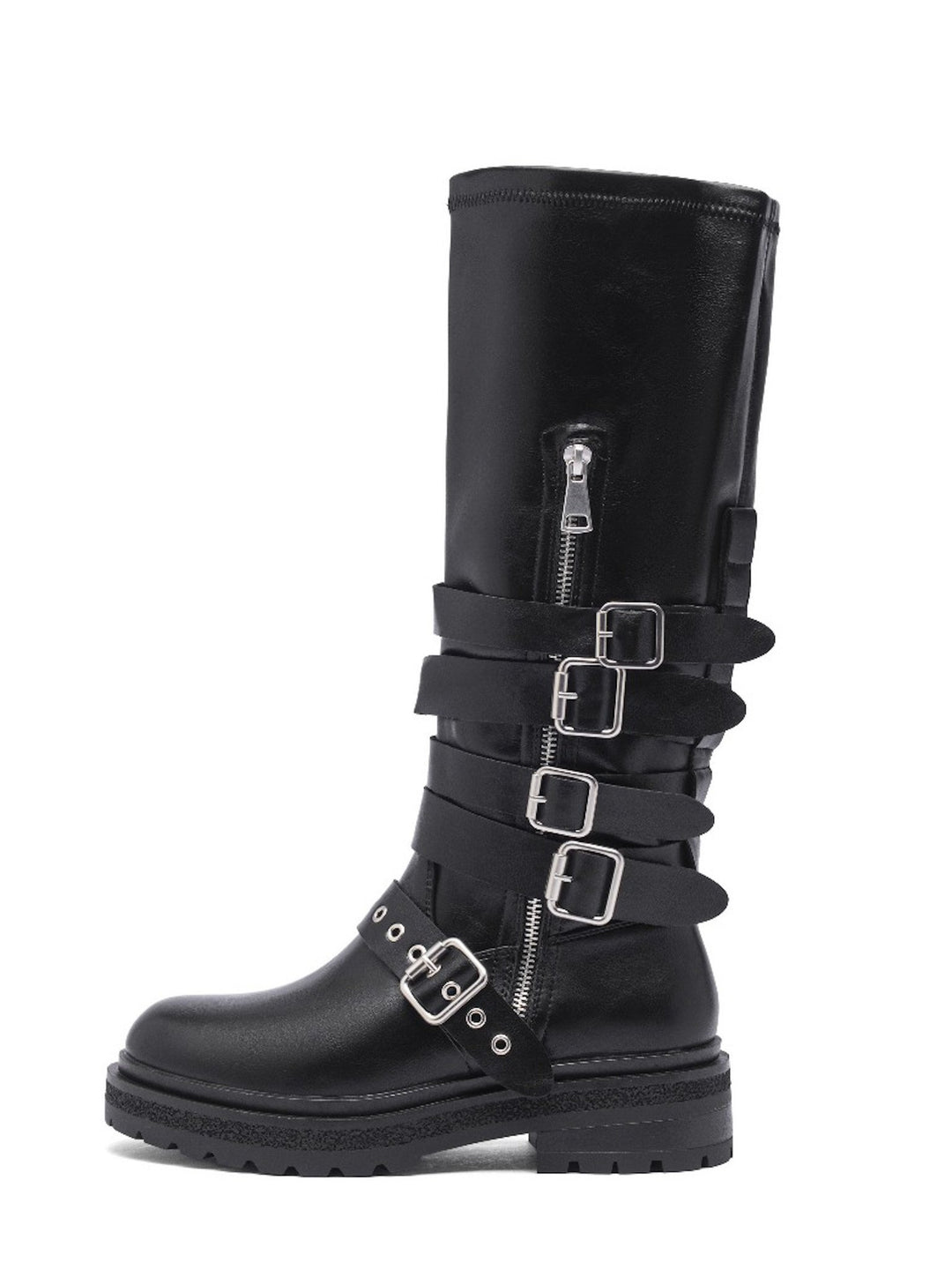 Smile Favorites Zwarte Bikerlaarzen met Gepsen en Rits