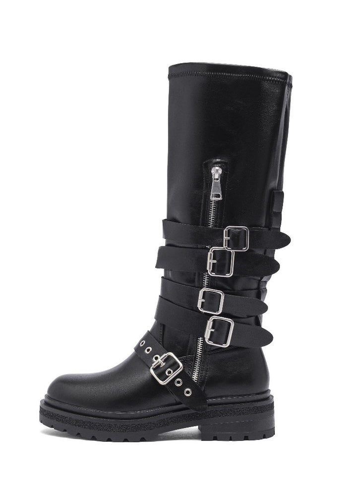 Smile Favorites Zwarte Bikerlaarzen met Gepsen en Rits