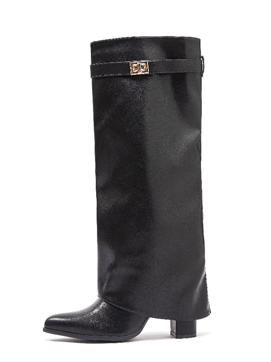 Smile Favorites Zwarte Hoge Laarzen Flap Gouden Gesp