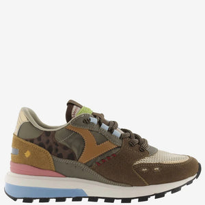 VICTORIA Sneakers Bruin Luna Nylon Split Leather