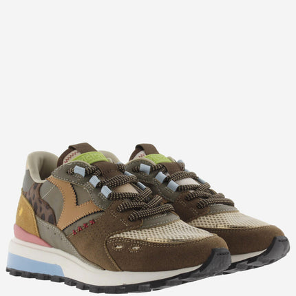 VICTORIA Sneakers Bruin Luna Nylon Split Leather