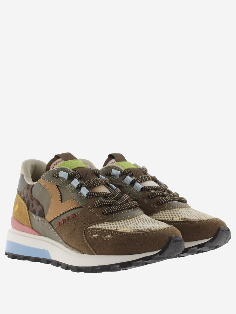 VICTORIA Sneakers Bruin Luna Nylon Split Leather