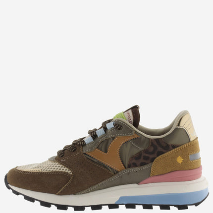 VICTORIA Sneakers Bruin Luna Nylon Split Leather
