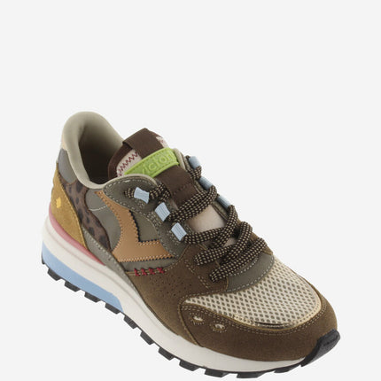 VICTORIA Sneakers Bruin Luna Nylon Split Leather