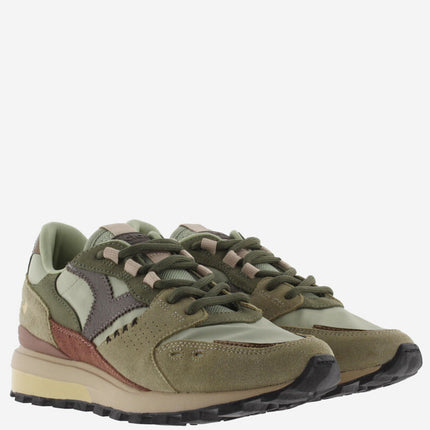 VICTORIA Sneakers Groen Luna Nylon Split Leather