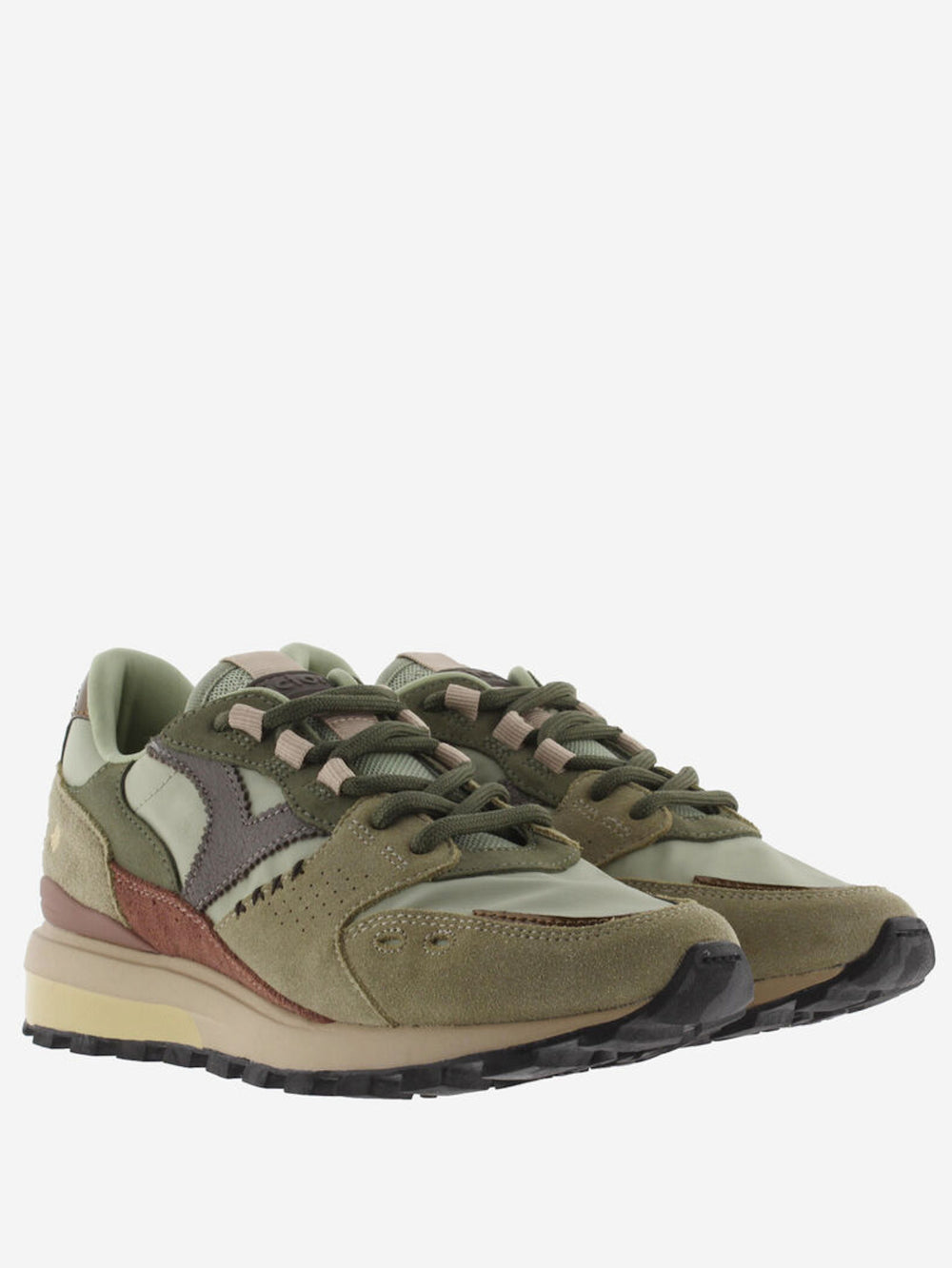 VICTORIA Sneakers Groen Luna Nylon Split Leather