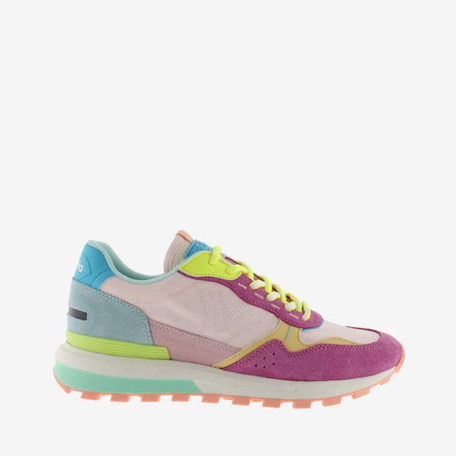 VICTORIA Sneakers Luna Nylon Multicolor Rosa Split Leather