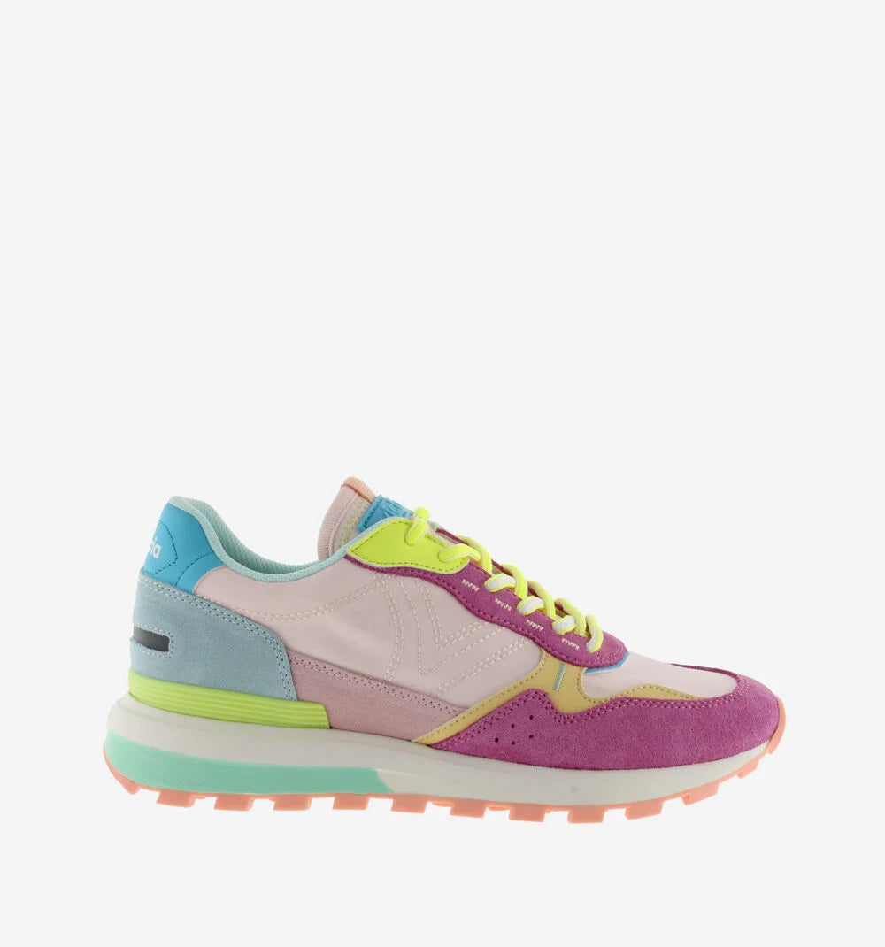 VICTORIA Sneakers Luna Nylon Multicolor Rosa Split Leather