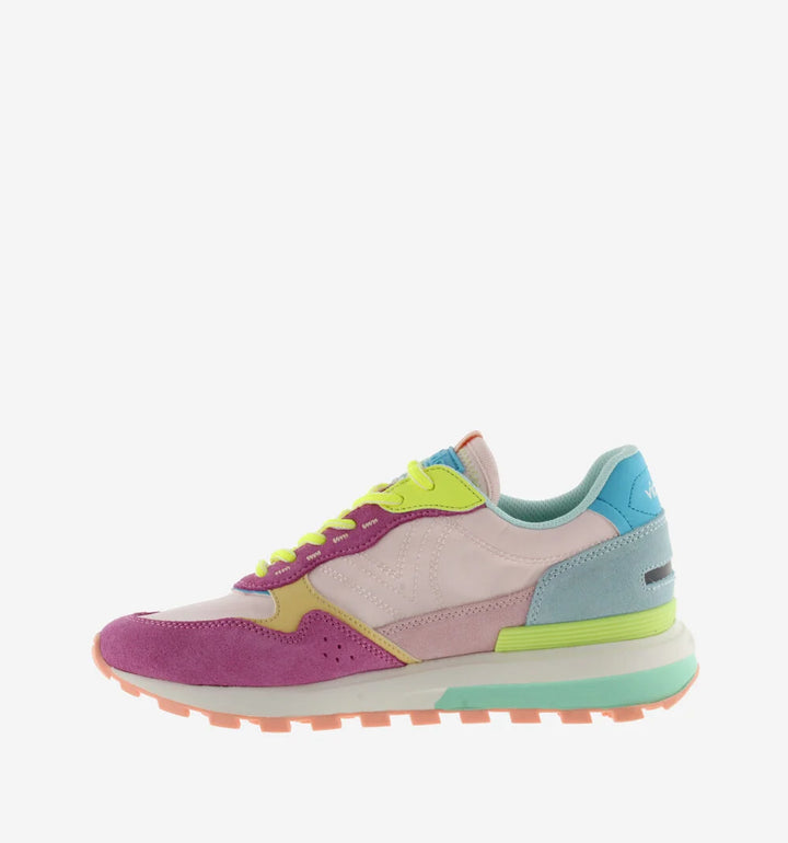 VICTORIA Sneakers Luna Nylon Multicolor Rosa Split Leather
